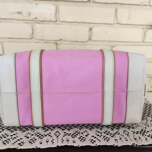 Euc Vintage Coach Hampton Pink & White Leather Shoulder Bag Tote Purse - Picture 8 of 16